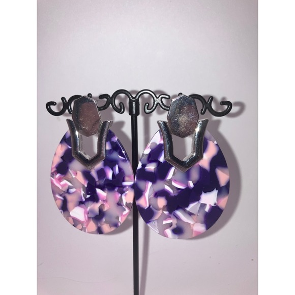 Papazzari Purple & Pink Tortoise Shell Pattern Earrings! - Picture 2 of 6